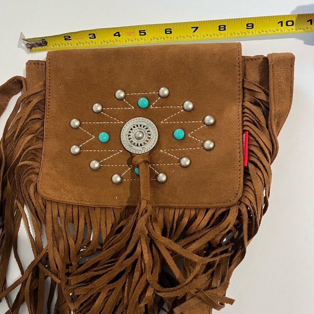 Union Bay brown Western Fringe Crossbody Bag Purse Boho Hippie Faux Leather EUC - Picture 12 of 12